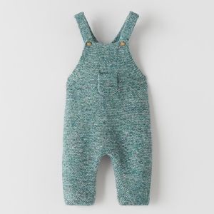 Zara Knit Blue Overalls Size 3/6 Mos